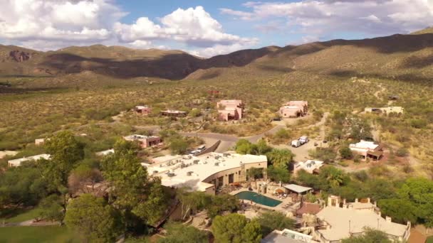 Tanque Verde Ranch Tucsonban Arizonában Usa Légi Kilátás Menedékház Medencével — Stock videók