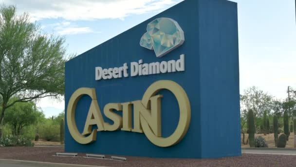 Insegna Benvenuto Desert Diamond Casino Vicino Tucson Arizona Zoom Out — Video Stock