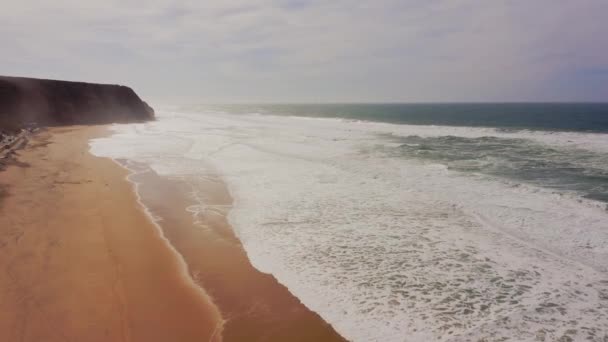 Praia Grande Beach Sintra Lisbon Portugal Atlantic Coast Beautiful Sandy — Stock video
