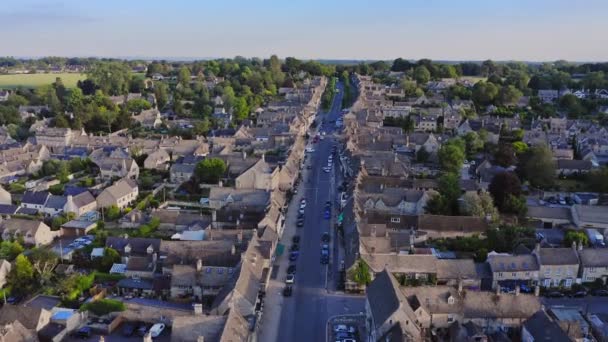 Housing Market Aerial Drone View Houses Village Burford Cotswolds England — 비디오