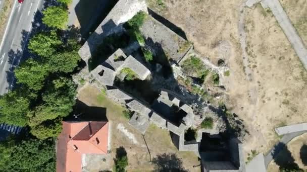 Levice Castle Hrad Top Overhead Rotating Drone Aerial Slovakia — Stock Video