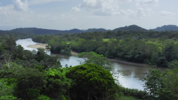 Aerial Drone View Rainforest River Mountains Scenery Costa Rica Boca — Stock videók