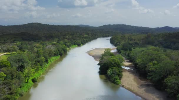 Aerial Drone View Rainforest River Mountains Scenery Costa Rica Boca — Stock videók