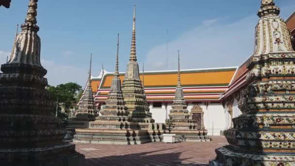 Bangkok Temple Thailand Temple Reclining Buddha Vacker Buddistisk Byggnad Och — Stockvideo