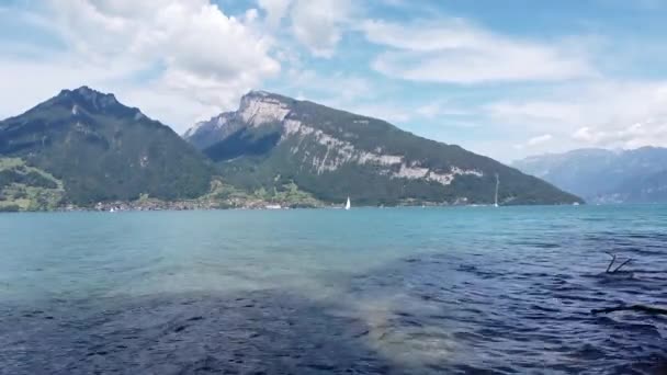 Survoler Lac Spiez Situé Juste Sud Berne Suisse Filmé Avec — Video