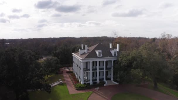 Primer Plano Panorámica Aérea Histórica Mansión Antebelo Dunleith Natchez Mississippi — Vídeos de Stock