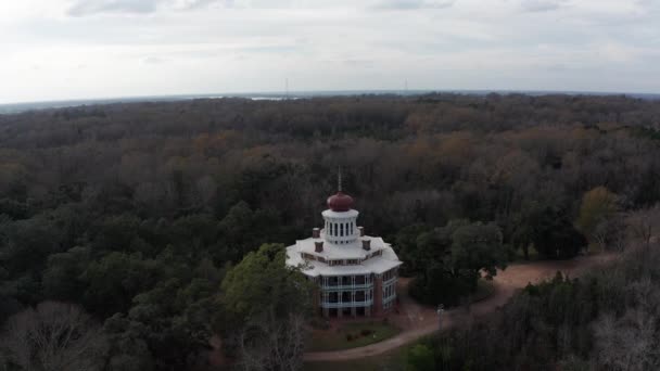 Aerial Fallande Och Närbild Skott Antebellum Åttakantiga Herrgård Longwood Natchez — Stockvideo