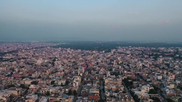 Flygdrönare Utsikt Över Jaipur Stadsbild Rajasthan State Indien Brett Skott — Stockvideo