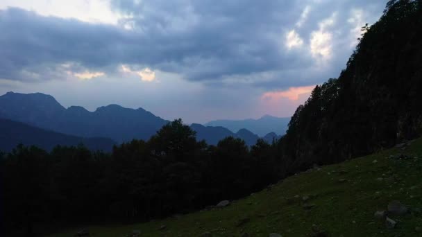Vacker Silhuett Berg Parvati Valley Indien Antenn Skott — Stockvideo