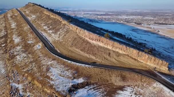 Atemberaubender Blick Auf Eine Bergstraße Horsetooth Reservoir Larimer County Colorado — Stockvideo
