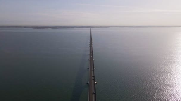 Images Aériennes Panoramiques Sur Grandes Hauteurs Énorme Pont Zélandais Sur — Video