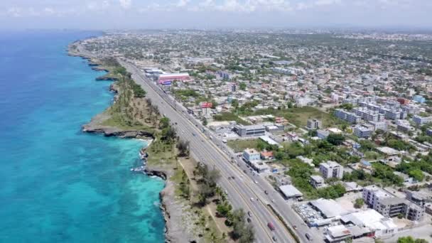 Vue Aérienne Conduite Trafic Autopista Las Americas Santo Domingo République — Video