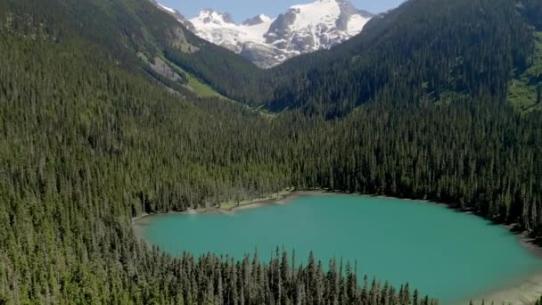 Joffre Lakes Provincial Park Lower Joffre Lake Snowy Mountain Peak — Stockvideo