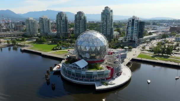 Science World False Creek Népszerű Tudomány Múzeum Vancouver Kanada Antenna — Stock videók