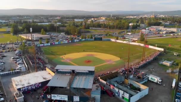 Drone Video Baseball Game Growden Memorial Field Fairbanks Alasca Dia — Vídeo de Stock