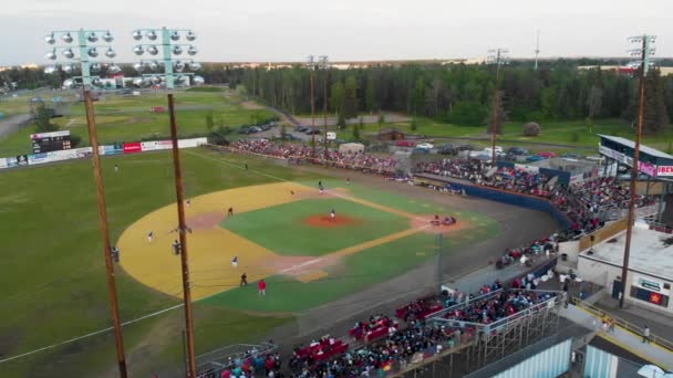 Drone Video Baseball Game Growden Memorial Field Fairbanks Alaska Pada — Stok Video