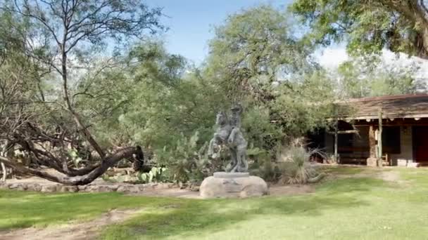 Patung Koboi Tanque Verde Ranch Sebuah Tujuan Peternakan Populer Tucson — Stok Video