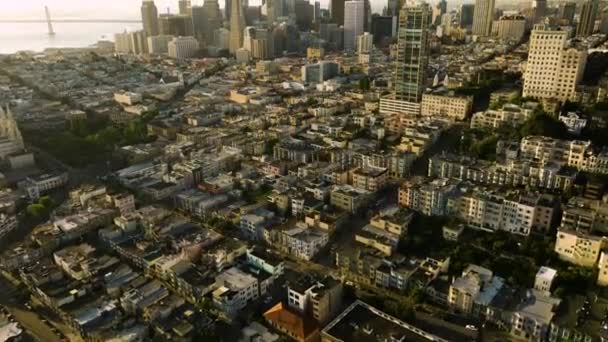San Francisco Californie États Unis Skyline Sunrise Plan Aérien Drone — Video