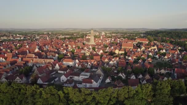 Letecký Dron Historického Centra Města Nordlingen Bavorsko Německo Bydlení Zděné — Stock video