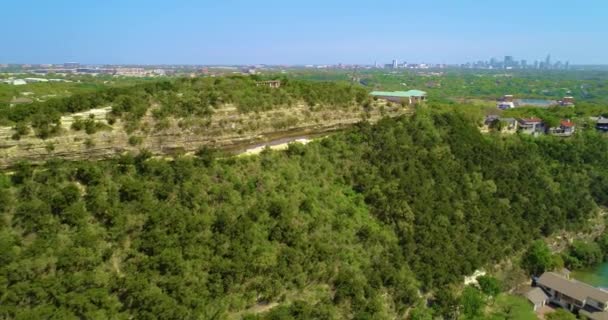 Drone Filmant Lentement Gauche Droite Covert Park Mont Bonnell Avec — Video