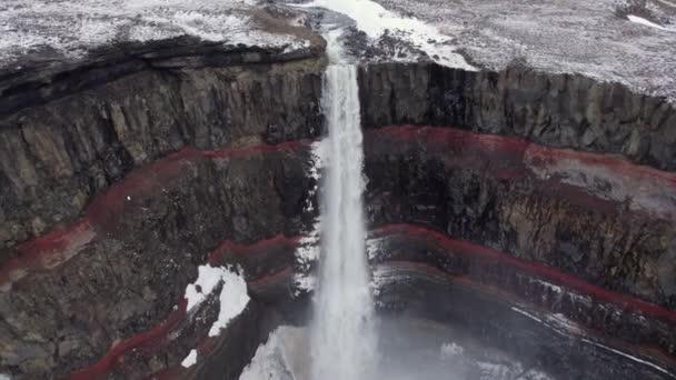 Повітряний Обліт Знаменитого Водоспаду Генгіфосс Ісландії — стокове відео