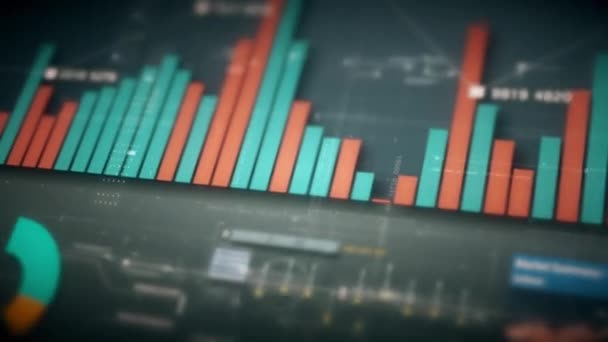 Affärsbörs Handel Info Grafik Med Animerade Grafer Diagram Och Siffror — Stockvideo