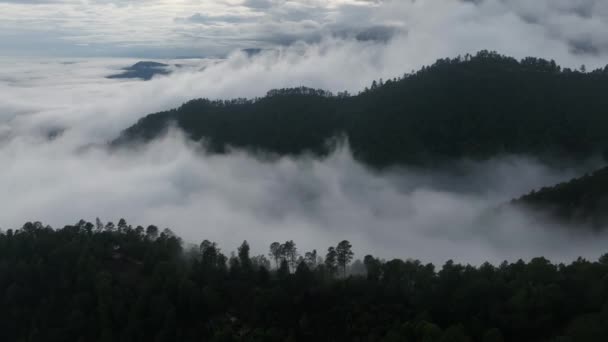 Vue Aérienne Drone Mouche Dessus Des Montagnes Dans Les Nuages — Video