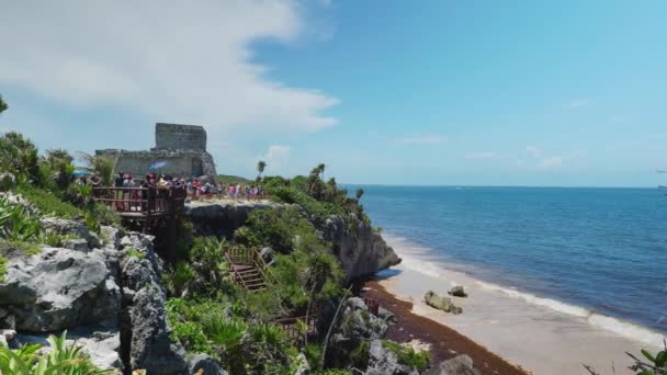 Paisagem Cinematográfica Imagens Natureza Das Ruínas Maias Tulum Quintana Roo — Vídeo de Stock