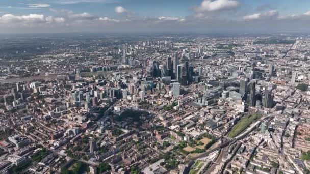 Establishing Aerial Fly Drone View Gherkin Skyscraper London Skyline Fenchurch — Stock Video