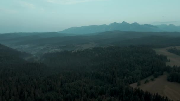 Fotografie Aeriană Munților Tatra Polonezi Cețoși După Ploaie — Videoclip de stoc