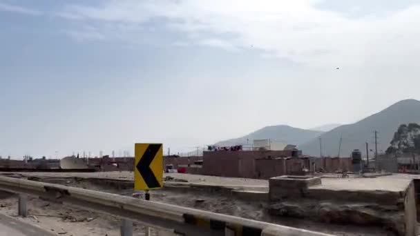 Colonia Chabolas Manchay Lima Perú Vista Desde Coche Movimiento — Vídeo de stock