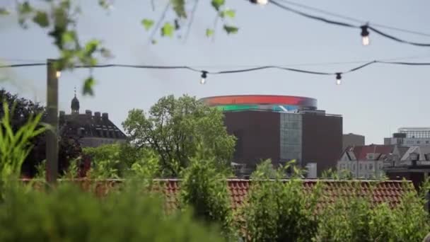 Rainbow Building Musée Art Aros Aarhus Danemark Filmé Depuis Toit — Video