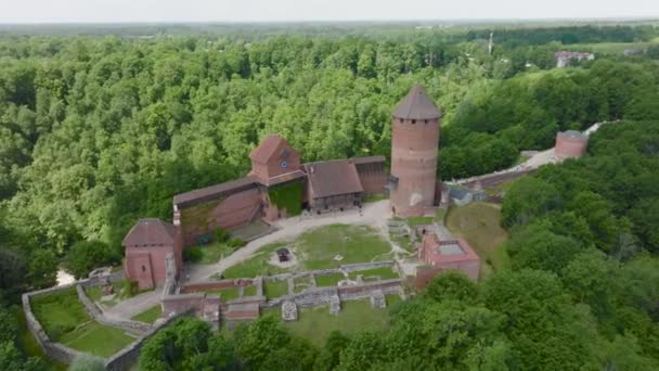 Cloudy Summer Day Beautiful Aerial View Turaida Castle Latvia — Stock Video