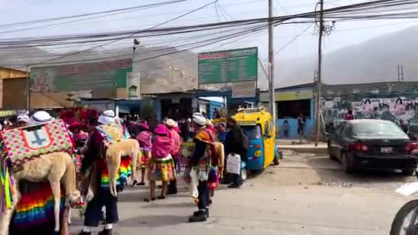 Pessoas Reuniram Festival Tradicional Estrada Encosta Manchay Lima Peru Moradores — Vídeo de Stock