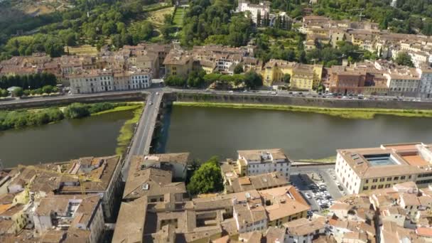 Drone Revela Paisaje Toscano Fuera Florencia Hermosa Tarde Verano — Vídeos de Stock