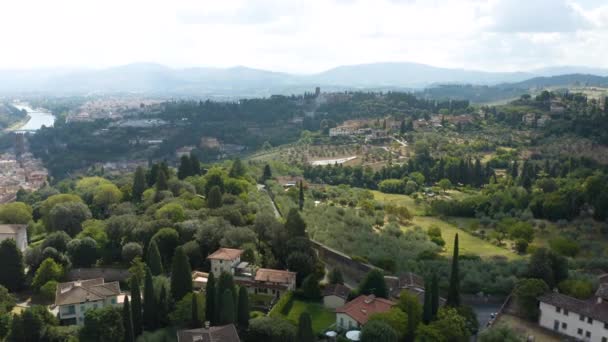 Όμορφο Drone Shot Του Τοπίου Της Τοσκάνης Κοντά Στη Φλωρεντία — Αρχείο Βίντεο