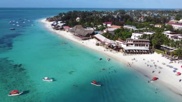 Amazing Drone Shot Nungwi Beach Tropical Island Zanzibar Tanzania Africa — Stock Video
