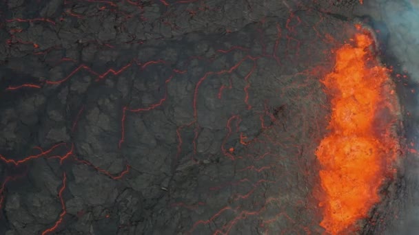 Fagradalsfjall Volcano Eruption Beautiful Birds Eye View Boiling Hot Lava — Αρχείο Βίντεο