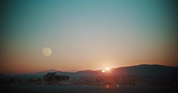 Giorno Alla Notte Lasso Tempo Sole Luna Durante Ora Magica — Video Stock