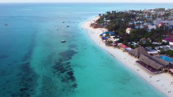 Beautiful Aerial View Zanzibar Nungwi Beach Tanzania Africa Crystal Clear — Stock Video