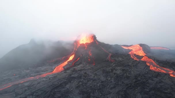 Drone Video Aéreo Erupción Volcánica Islandia 2021 — Vídeos de Stock