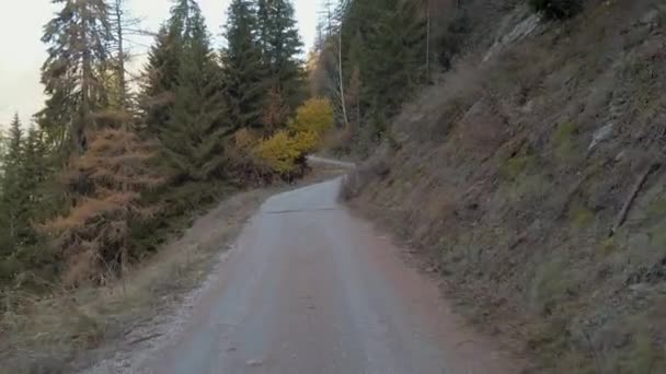 Dangerous Mountain Road Swiss Alps Asphalt Single Lane Car Ride — Stock Video