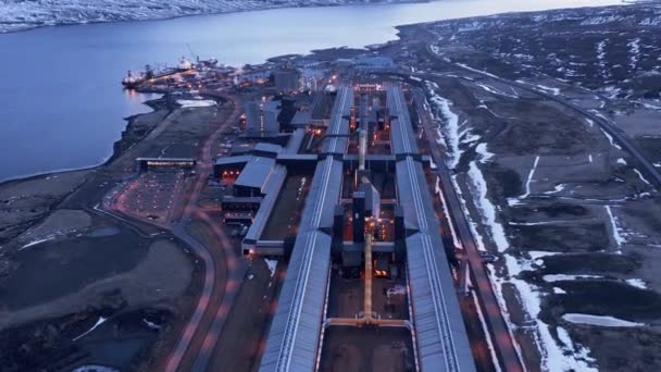 Boven Moderne Aluminium Industriële Fabriek Lange Metalen Productielijn Antenne — Stockvideo