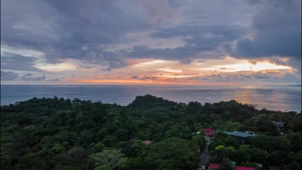 Quepos Város Légi Hiperlapálya Costa Ricában Narancssárga Égbolttal Videók Playa — Stock videók