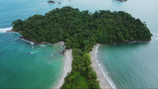 Пляж Форме Хвоста Кита Национальном Парке Мануэль Антонио Коста Рика — стоковое видео