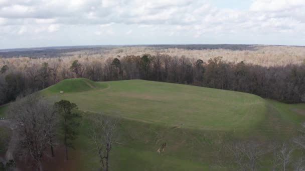 Amplio Plano Panorámico Del Sitio Religioso Nativo Americano Emerald Mound — Vídeo de stock