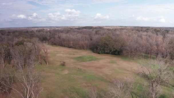 Descending Close Aerial Shot Archaeological Remnants Grand Village Natchez Mississippi — Stock Video