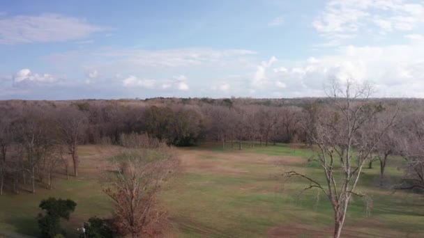 密西西比纳契斯大村历史性挖掘遗址的空中俯冲拍摄 — 图库视频影像