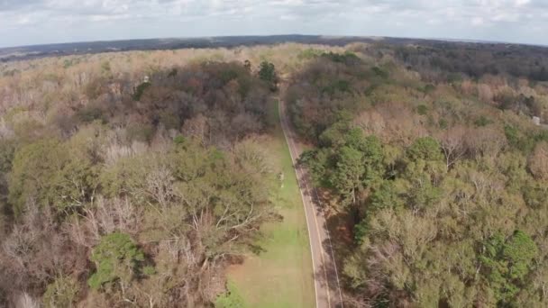 Brett Luftskott Som Flyger Över Natchez Trace Parkway Mississippi — Stockvideo