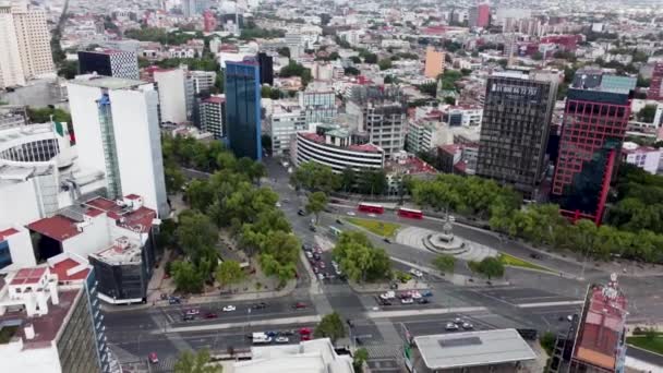 Panoramic Shot Reforma Insurgentes Avenues Intersection Downtown Mexico City Many — Stock Video